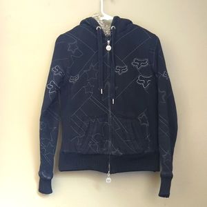 Fox faux fur lined sweater/ jacket